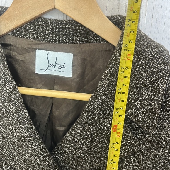 Sahza Wool Blend Double Breasted Blazer Size 12 Brown and Tan - Picture 6 of 12
